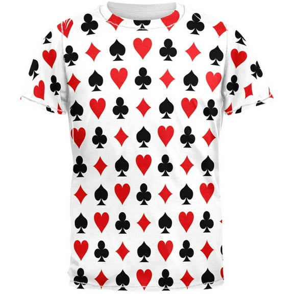Playing Card Symbols All Over Adult T-Shirt - 2X-Large