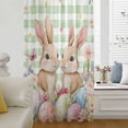thumbnail image 5 of Easter Sheer Curtains 63 Inches Long, Spring Rabbit Eggs Flower Butterfly Green Plaid Light Filering Curtains, Breathable Simi Curtain Privacy Drapes for Living Room Bedroom Window Treatment, 5 of 9