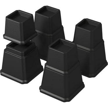 Heavy Duty 8 Pack Bed Furniture Risers, Adjustable Heights 3 or 5 inch, Stackable for Sofa, Chair, Desk, Black