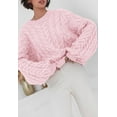 thumbnail image 2 of PRETTYGARDEN Womens Sweaters Spring 2025 Cable Knit Long Sleeve Crewneck Oversized Sweater Chunky Pullover Loose Outfits, 2 of 7