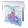 3dRose Glitter Look Castle with Fairy Princess and Unicorn, Greeting Cards, 6 x 6 inches, set of 12
