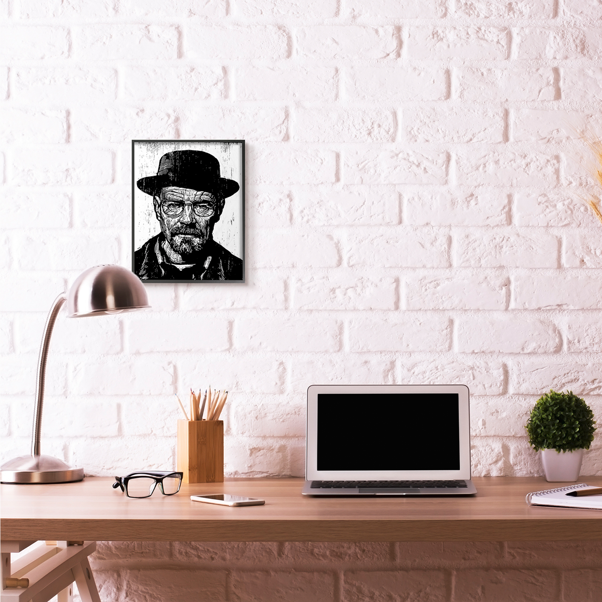 Stupell Industries Walter White Heisenberg Breaking Bad Famous People Portrait Graphic Art Gallery-Wrapped Canvas Print Wall Art, 36x48, by Neil Shigley