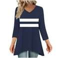 thumbnail image 2 of Zedker Casual 3/4 Sleeves Womens Blouses Classic Trendy Printed Womens Tops Comfy Loose V-Neck Womens Blouses,Navy,S, 2 of 6