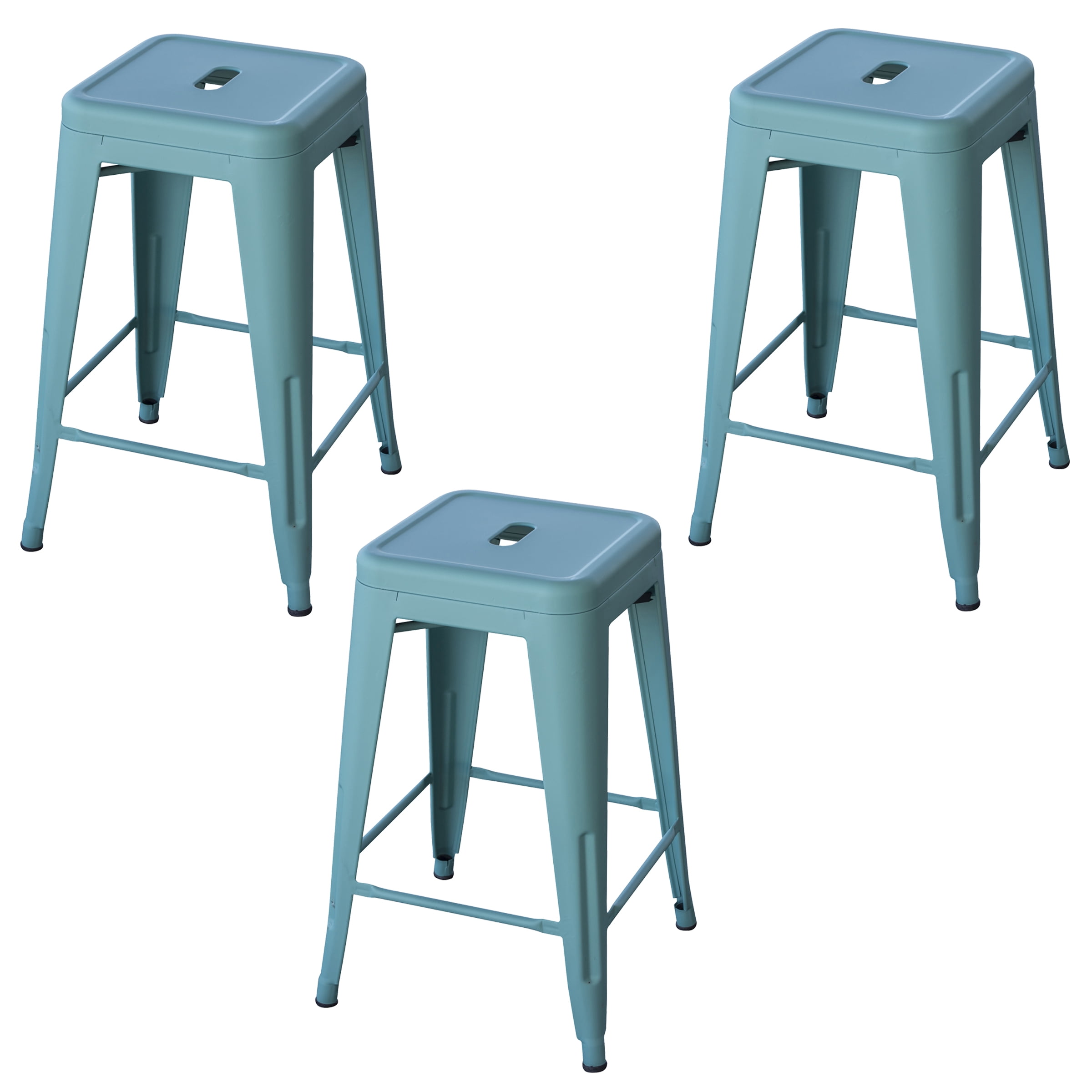 Amerihome Loft Teal 24 In Metal Bar Stool 3 Piece Walmartcom Walmartcom