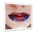 thumbnail image 2 of Designart 'Beautiful Women Lips With Red and Blue Lipstick' Modern Framed Art Print, 2 of 4