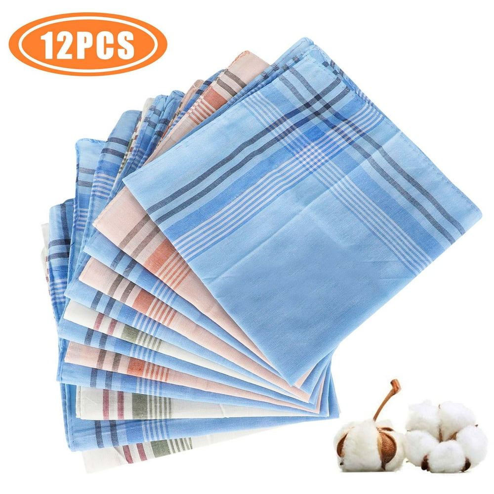 EEEkit 12pcs Handkerchiefs for Men, Soft 100 Cotton Pocket Square
