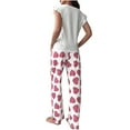 thumbnail image 3 of FAHXNVB Womens Sleeveless Pajama Sets 2 Piece Crew Neck Tank Top and Long Pant Set Hearts Printed Soft Lounge Sleepwear Pjs Set, 3 of 4