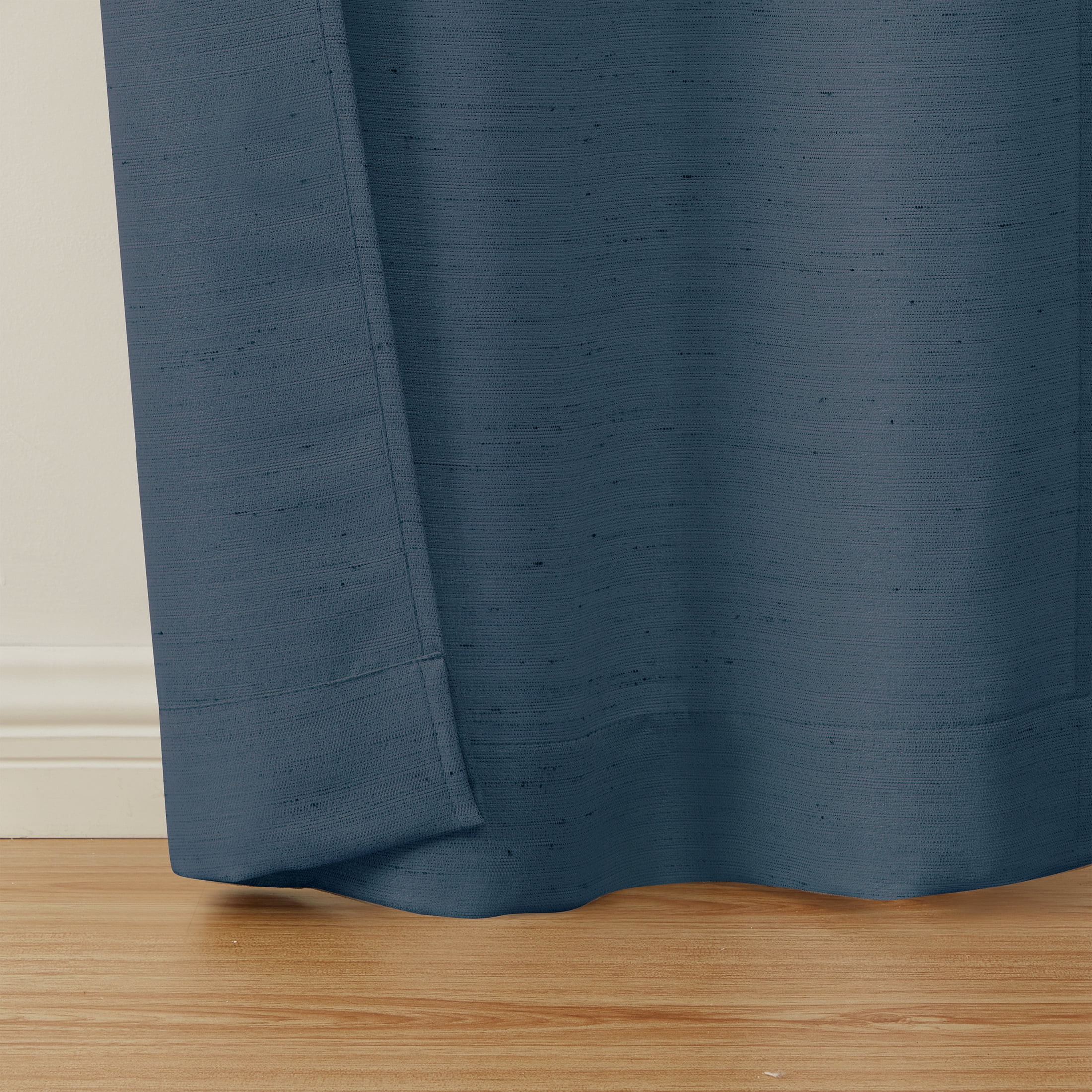 Mainstays Textured Solid Light Filtering Curtain Panels, Set of 4, Navy, 28"W x 84"L