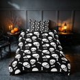 thumbnail image 2 of Homewish Happy Halloween Twin Duvet Cover, Gothic Skull Bone Twin Bedding, Black White, Black Reversible 2 Pieces, 1 Duvet Cover and 1 Pillowcase, 2 of 7