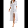 thumbnail image 2 of Vestidos Camiseros para Mujer, Casuales, de Larga, con Botones y Maxivestidos M, 2 of 7