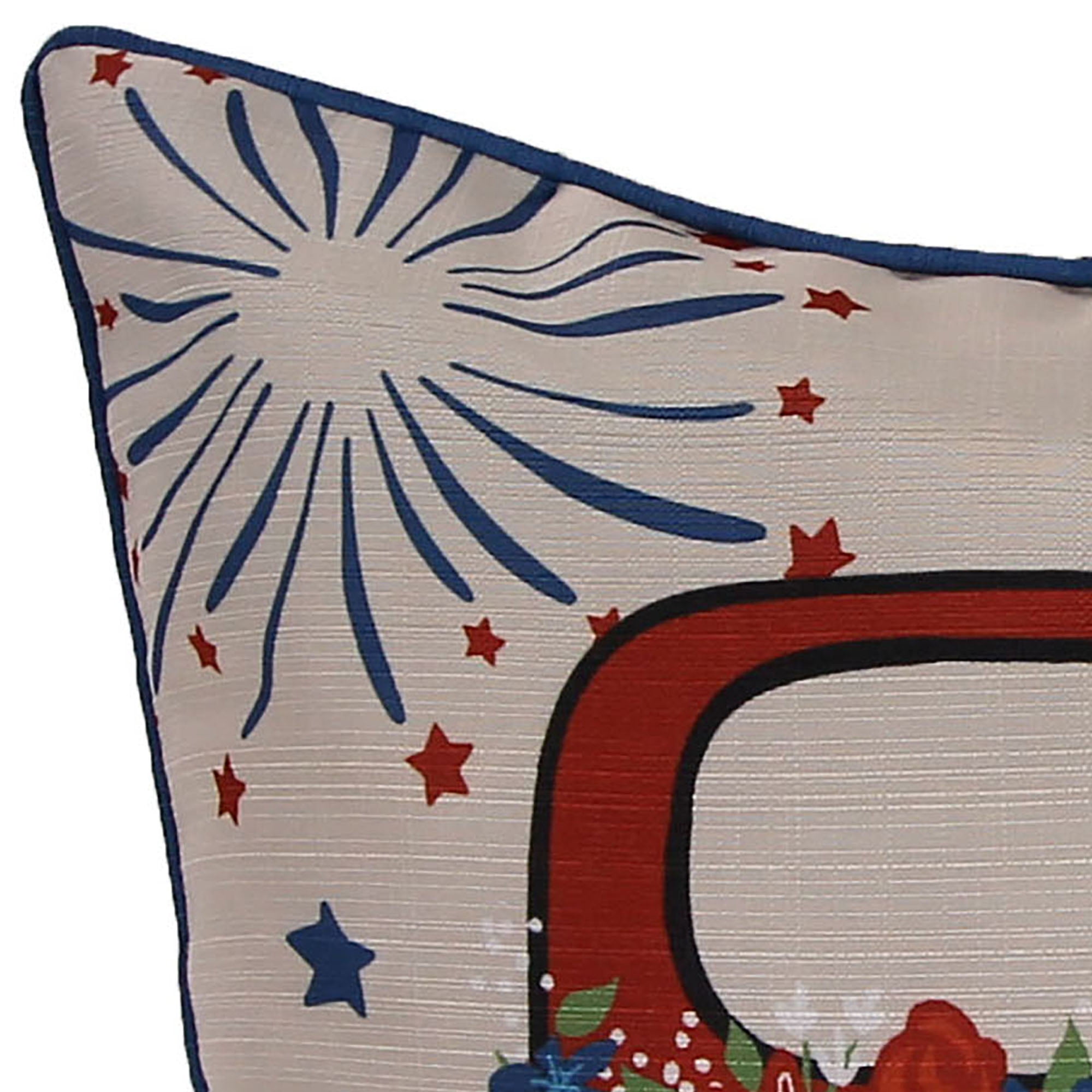 Jordan Manufacturing 18" x 18" Multicolor American Flag Truck Square Decorative Throw Pillow with Welt