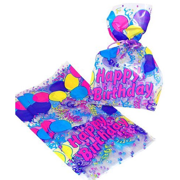 Birthday Cellophane Bags (12Pc) Party Supplies 12 Pieces Walmart