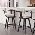 thumbnail image 3 of Amisco Akers 26.25" Faux Leather Swivel Counter Stool in Cream/Black, 3 of 3