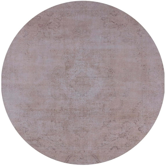 Ahgly Company Indoor Round Mid-Century Modern Rosy Brown Pink Oriental Area Rugs, 6' Round