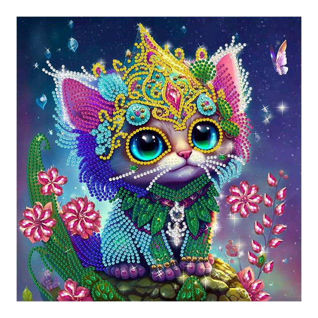 Pintura de diamante 5D DIY Kit de gato de taladro en forma especial parcial Decoración para el hogar (YXC604) FLhrweasw Nuevo