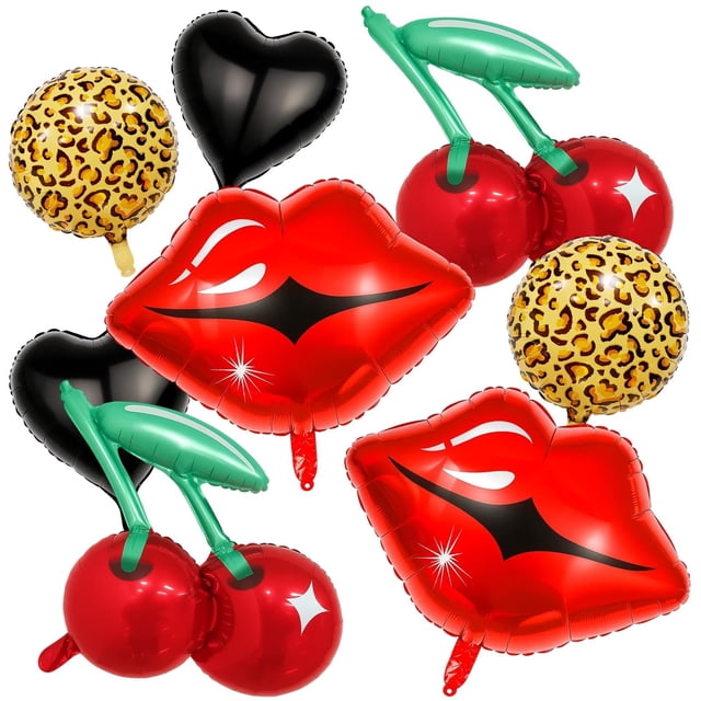 Fiesta de cumpleaños con estampado de guepardo con globos CZFSWT, color cereza, 8 unidades