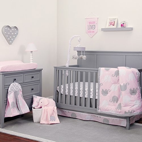 NoJo Dreamer - Ensemble de Douillette 8 Pcs Éléphant Rose/gris