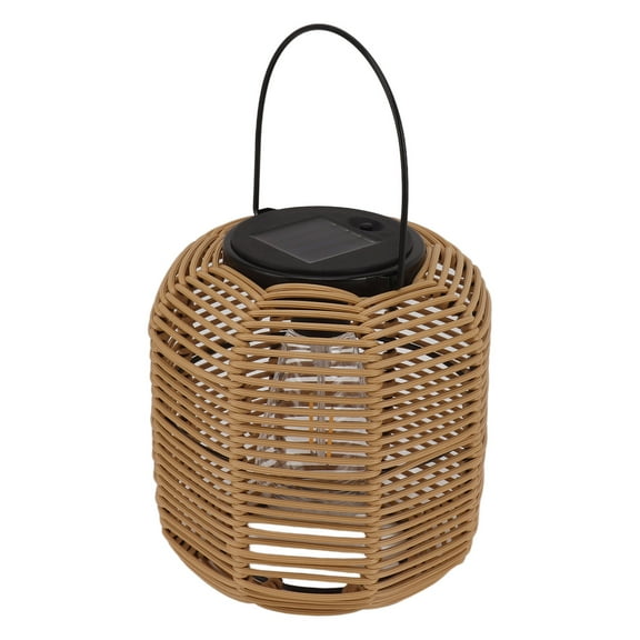 Rattan Solar Lantern Outdoor, Warm Light, Waterproof Garden Decor, 7.6" Tall