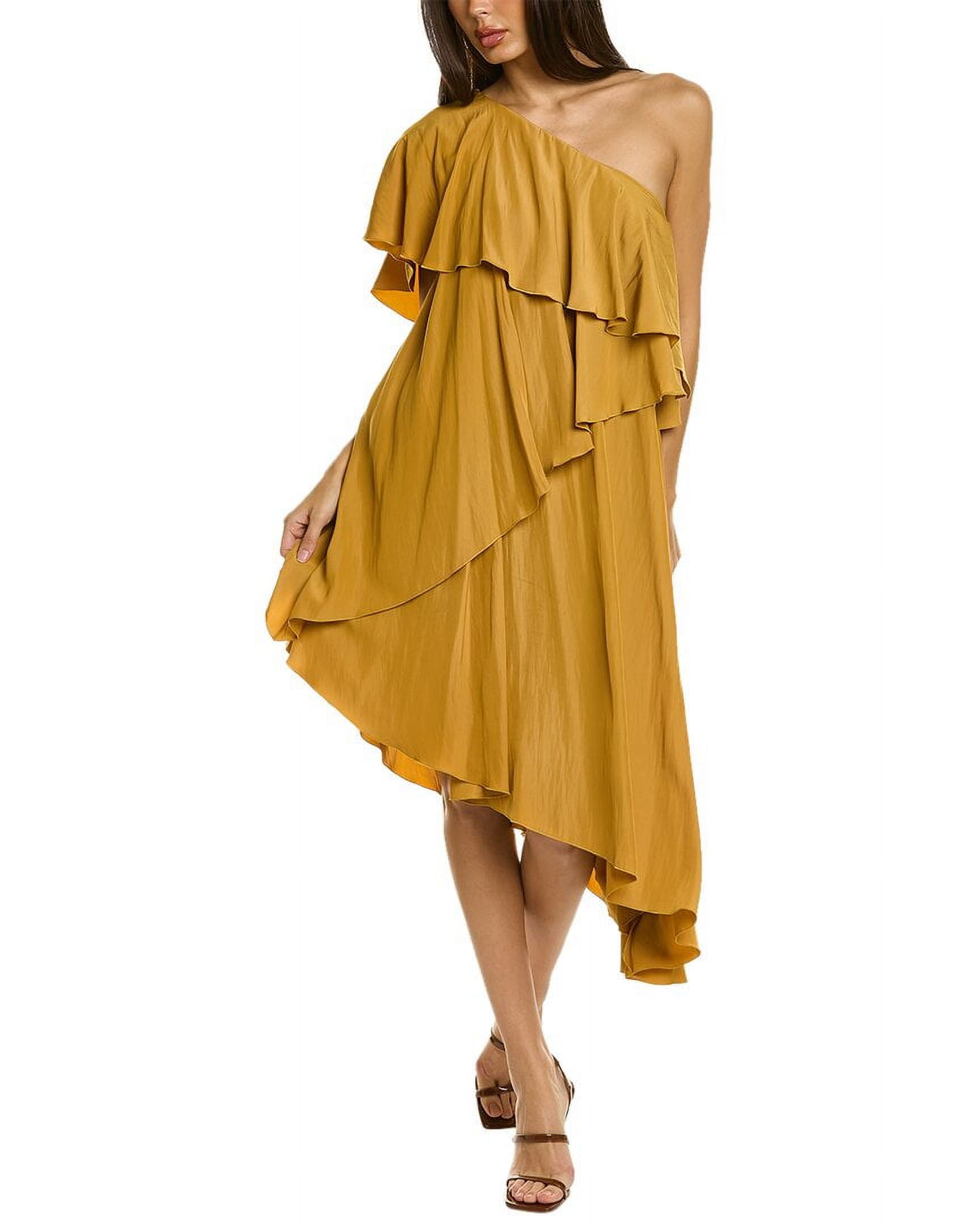 Elie Tahari womens Off-The-Shoulder Silk Midi Dress, XS, Blue