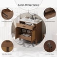 thumbnail image 5 of 36" Wood Bathroom Vanity with Sink, Freestanding Small Bathroom Storage Vanity Cabinet with 2 Soft Close Rattan Door, 3 Drawers, Brown, 5 of 8