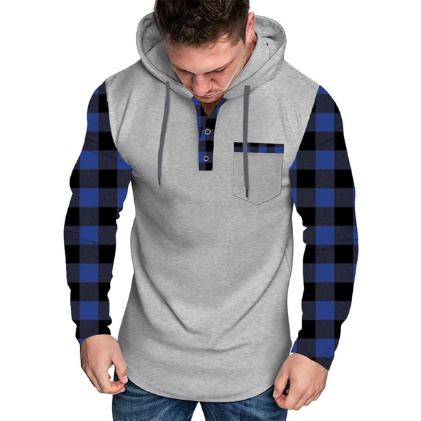 Sudadera con capucha para hombre, informal, de moda, de manga larga, lisa, con capucha, blusa de poliéster.