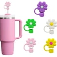 thumbnail image 1 of Juego de 5 Cubre Popotes para Termo, Tapa Popote, Silicona Cubierta Protectores Pajita, con Diseños Flores, Multicolor, 1 of 7
