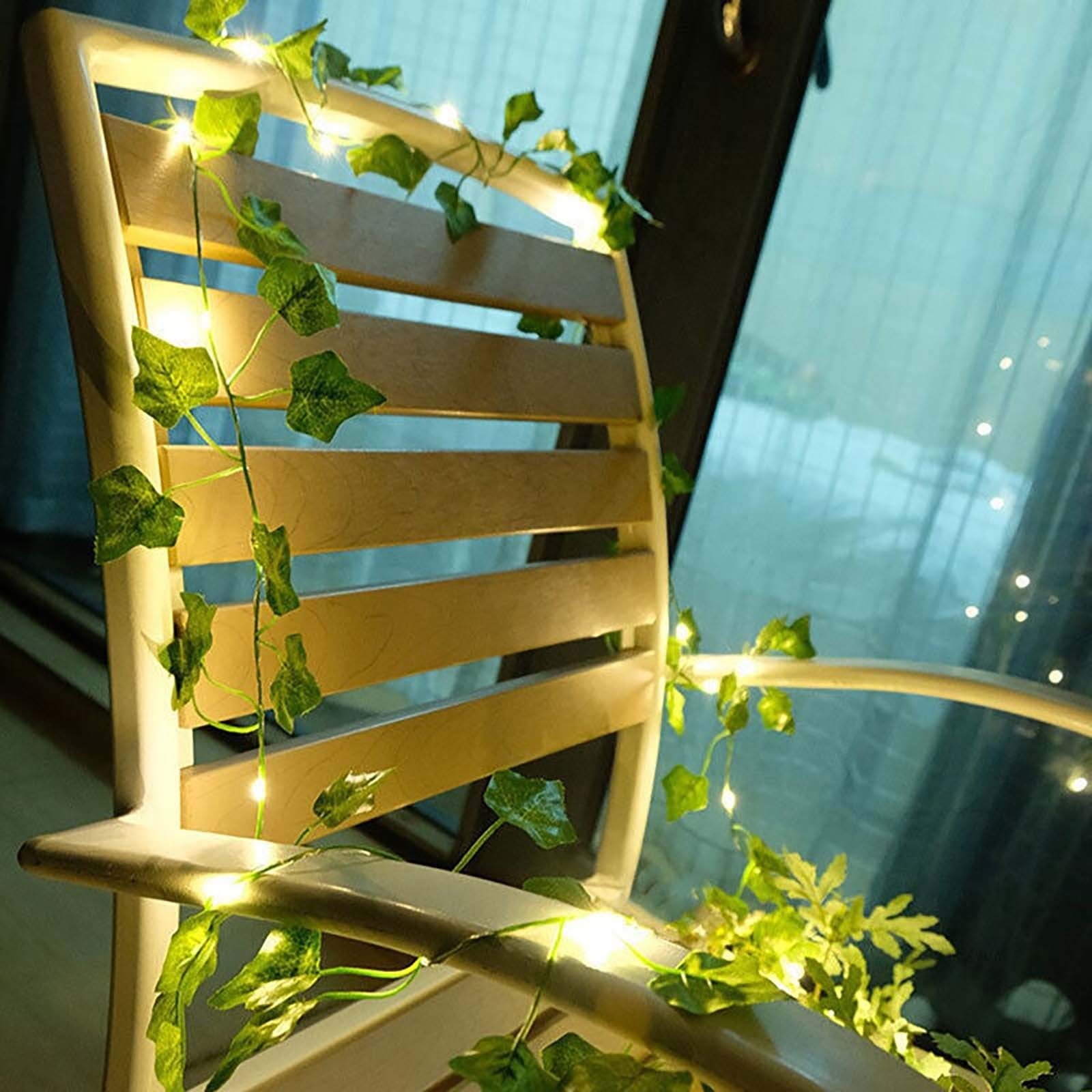 Cadorn 5M Artificial Parthenocissus Vine String Lights – Solar-Powered Copper Wire Outdoor Decorative Fairy Lights
