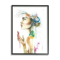 Stupell Industries Elegant Female Side Portrait Abstract Watercolor Drip Design by Elisaveta Stoilova