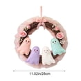 thumbnail image 3 of Halloween Ghost Wreath for Front Door, Cute Non-Scary Seasonal Home Decor, Handcrafted Cloth Wreath with Pastel Ghost Figurines for Indoor Outdoor Display, 3 of 9
