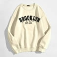 thumbnail image 5 of 2026 Women Sweatshirts Long Sleeve Crew Neck Drop Shoulder Letter Print Plus Size Clothes Trendy Beige, 5 of 5
