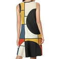 thumbnail image 2 of Mondrian Inspired（18） Spring Summer Dresses for Women Fashion T-shirt Dress Casual Sleeveless Loose Sundress with Pockets, 2 of 5