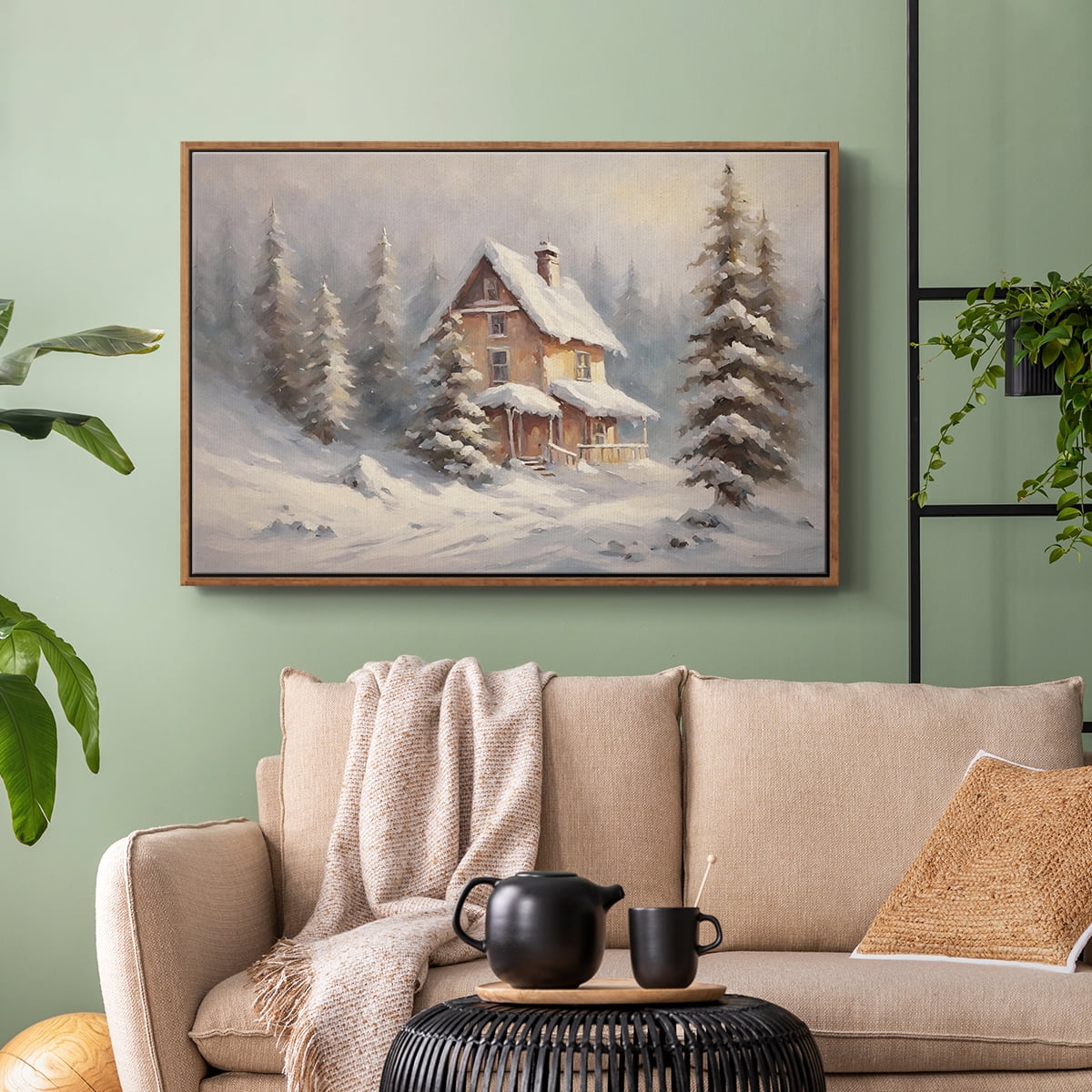 Vintage Landscape-CLXXVIII By Wexford Home Framed in Walnut Wood Gallery Wrapped Canvas 25 in. x 37 in.