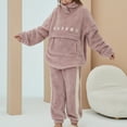 thumbnail image 2 of Defitshape Women's Long Sleeve Shirt Pants Set Ladies Cute Fuzzy Fleece Pajamas 2 Piece Pjs Winter Fall Warm Thermal Loose Baggy Oversized Plush Lounge Set Fluffy Loungewear Pink Medium, 2 of 5