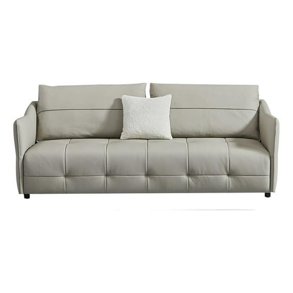 American Eagle Furniture Modern Genuine Leather and Plastic Sofa in Gray
