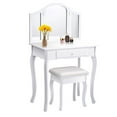 thumbnail image 1 of Topbuy 3 Drawers Old-fashioned Vanity Mirror Makeup Dressing Table Set White, 1 of 10