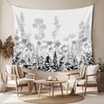 thumbnail image 2 of Grey Floral Rustic Tapestry for Bedroom Wall Hanging Tapestry, Spring Farmhouse Botanical Floral Ceiling Backdrop Tapestries Poster Blanket Wall Decor for Teens Room Living Room Dorm 59" x 90", 2 of 8