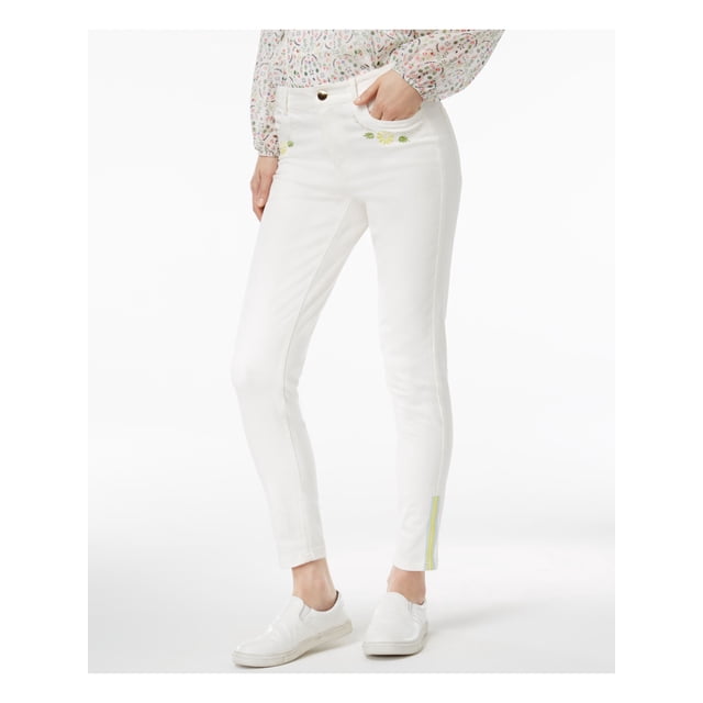 Cynthia Rowley Jeans Brodés pour Femmes, Blanc, Taille 12