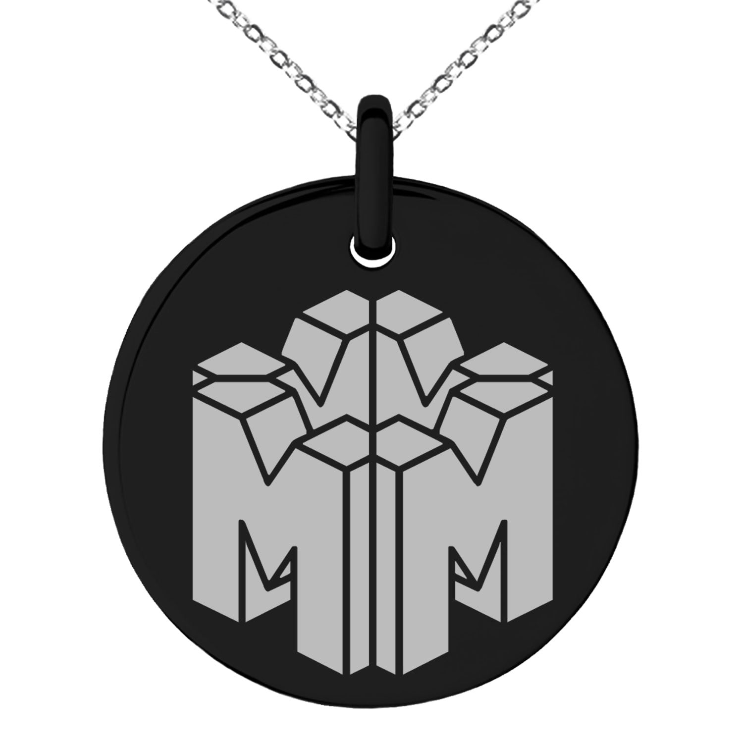 Stainless Steel Letter M Initial 3D Cube Box Monogram Engraved Small