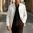 thumbnail image 2 of Fwqbns Men's Casual Blazer Jackets Long Sleeve Mandarin Collar Button Up Jacket Business Dress Sport Coats White, 2 of 9