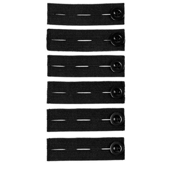 LQQBOX Elastic Waist Extender for Black Shorts & Pants (6-Pack, Black) - Strong Adjustable Pants Button Extenders