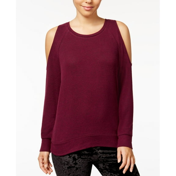Hippie Rose Juniors Cold Shoulder Cozy Sweatshirt Artisan Wine M