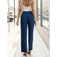 thumbnail image 4 of GIRUNS Women's Casual Wide Leg Pants High Waisted Button Loose Pants with Pockets Business Trousers Dark Blue 2XL, 4 of 6