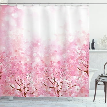 Ambesonne Pale Pink Shower Curtain, Romatic Sakura Tree, 69"Wx75"L, Pale Pink