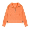 thumbnail image 5 of Girls Half Zip Sweatshirt Athletic Workout Cropped Pullover for Tween Long Sleeve Fall Tops Thumb Hole Oversized Hooded Sweatshirt Orange 150, 5 of 5