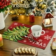 thumbnail image 3 of mubwai Xmas Pine Red Mreey Christmas Placemats Set of 4, 12x18 Inch Winter Table Mats for Table Runner Party Kitchen Dining Decoration, 3 of 6