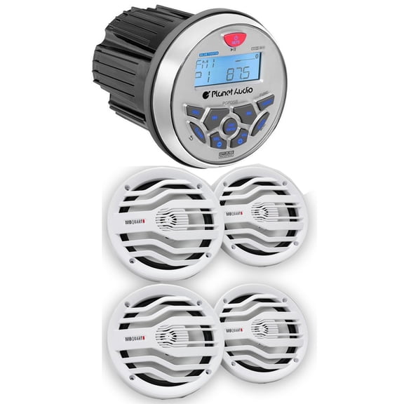 Planet Audio PGR35B Marine Stereo & MB Quart NK2-116W 6.5" 2-Way Coaxial Marine Speakers ( 2 pair)