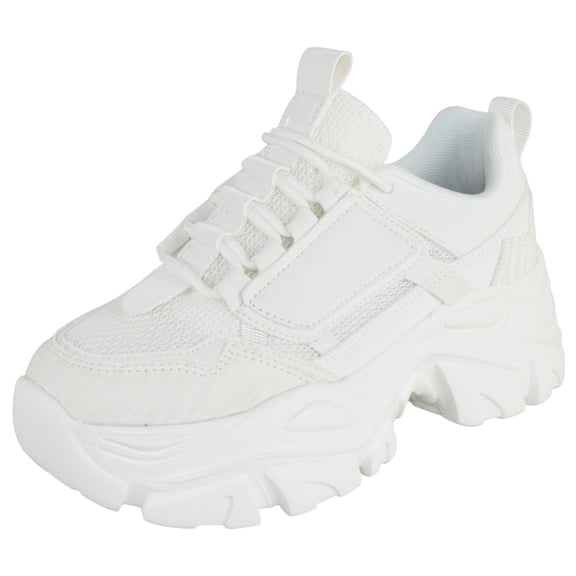 Berness Women Chunky Platform Sneakers Lace Up Fashion Trainers Thick Sole Casual Walking Light Weight Shoes Blair02 White 5