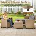 thumbnail image 4 of Seizeen Outdoor Furniture Set, 4 Pieces  PE Wicker Rattan Patio Conversation Set with Table & Lounge Chair, All-Weather Cushioned Sectional Sofa Set for Backyard Porch Garden, Gray Cushions, 4 of 8
