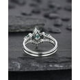 thumbnail image 5 of Kite Shape Moss Agate Crescent Engagement Ring Set, Nature Inspired Sterling Silver Moon Wedding Promise Ring Anniversary Gift for Women, 5 of 5