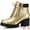 Gold, variant on DARING DIVA Women's Chunky Heel Lace Up Zipper Combat Boots Gold US 7